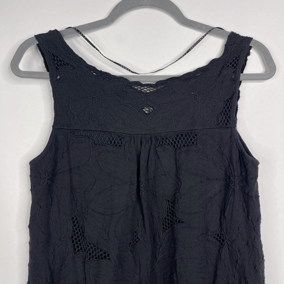 2/$30 ZARA Embroidered Meshed Cutout Dress Medium Black Round Hem #7282 - Picture 9 of 12